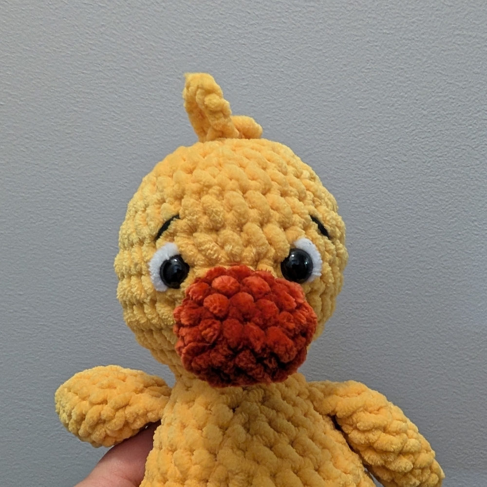 Handmade Crochet 9" Yellow Duck Stuffed Toy Plushie - Picture 3 of 5